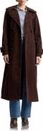 Avec Les Filles Double Breasted Faux Suede Trench Coat