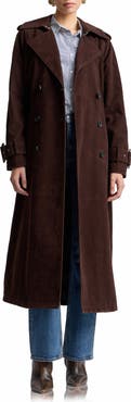 Avec Les Filles Double Breasted Faux Suede Trench Coat