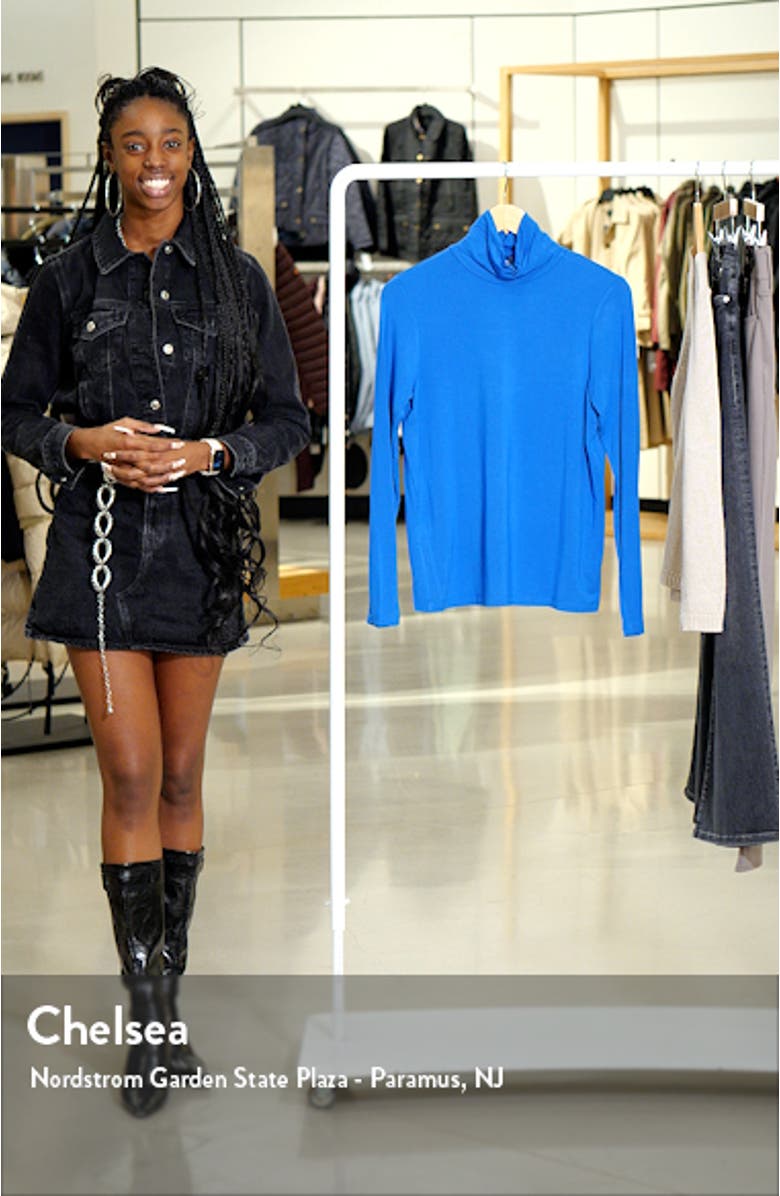 Stretch Jersey Mock Neck Top, sales video thumbnail