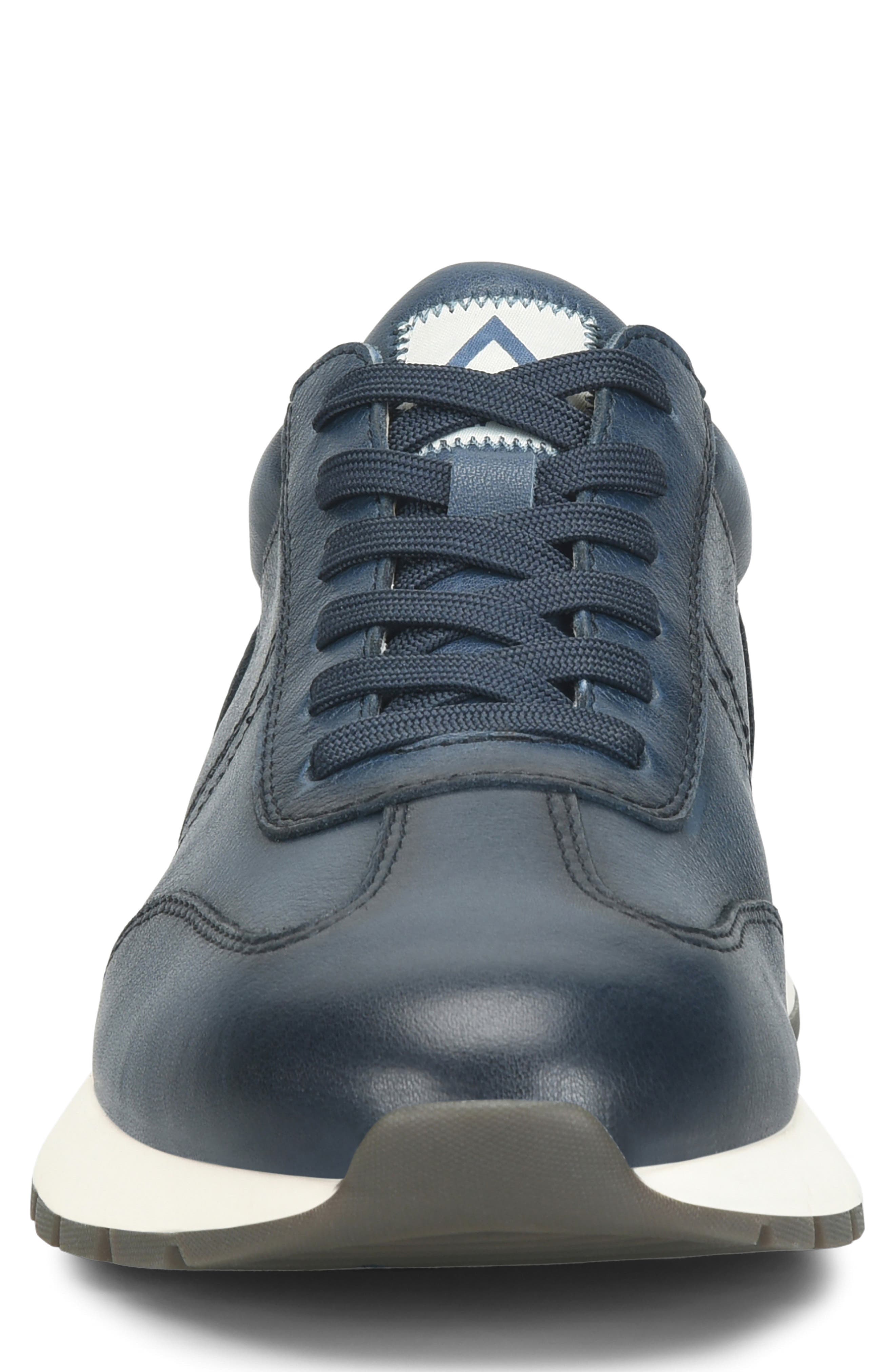 Hudson Faux Leather Sneaker, Alternate, color, NAVY
