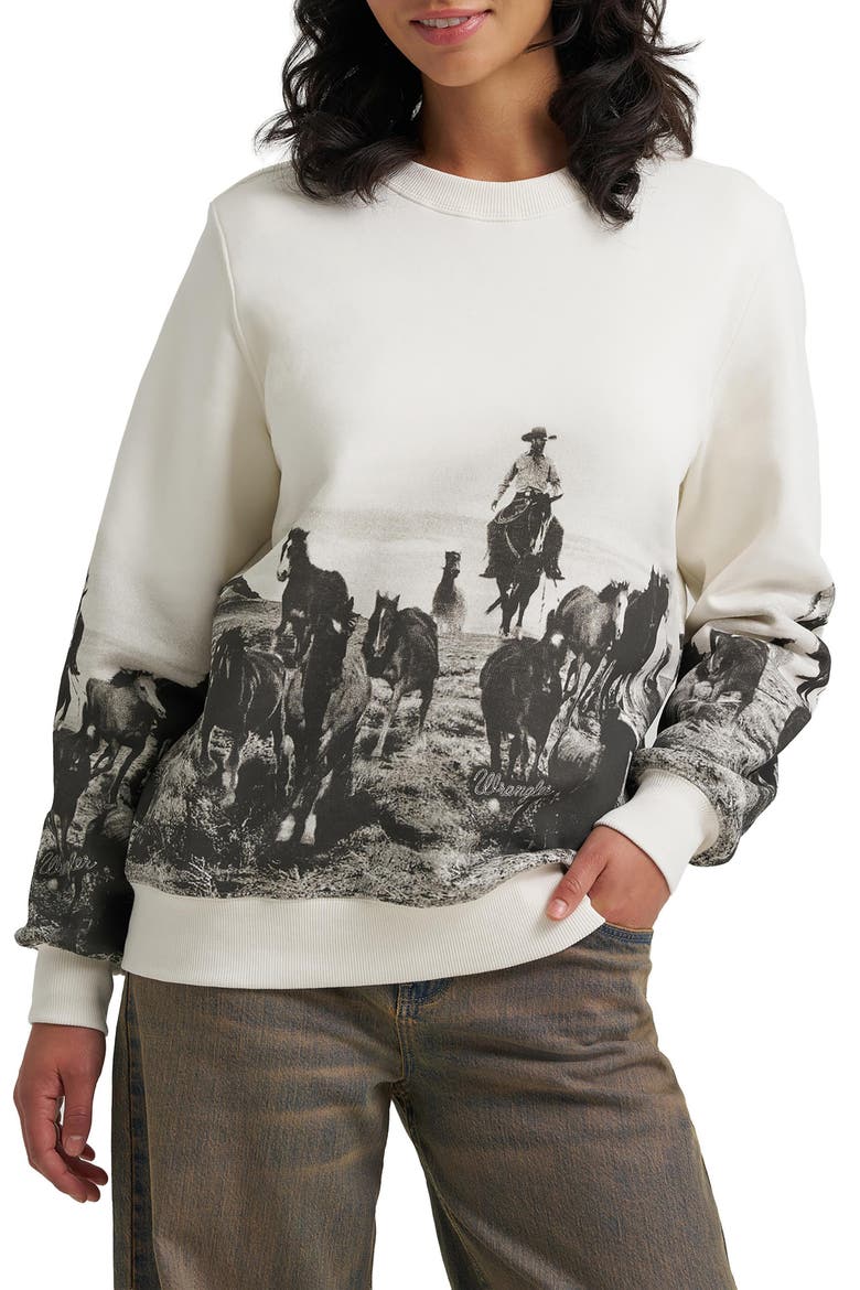 Graphic Crewneck Sweatshirt, Main, color, EGRET