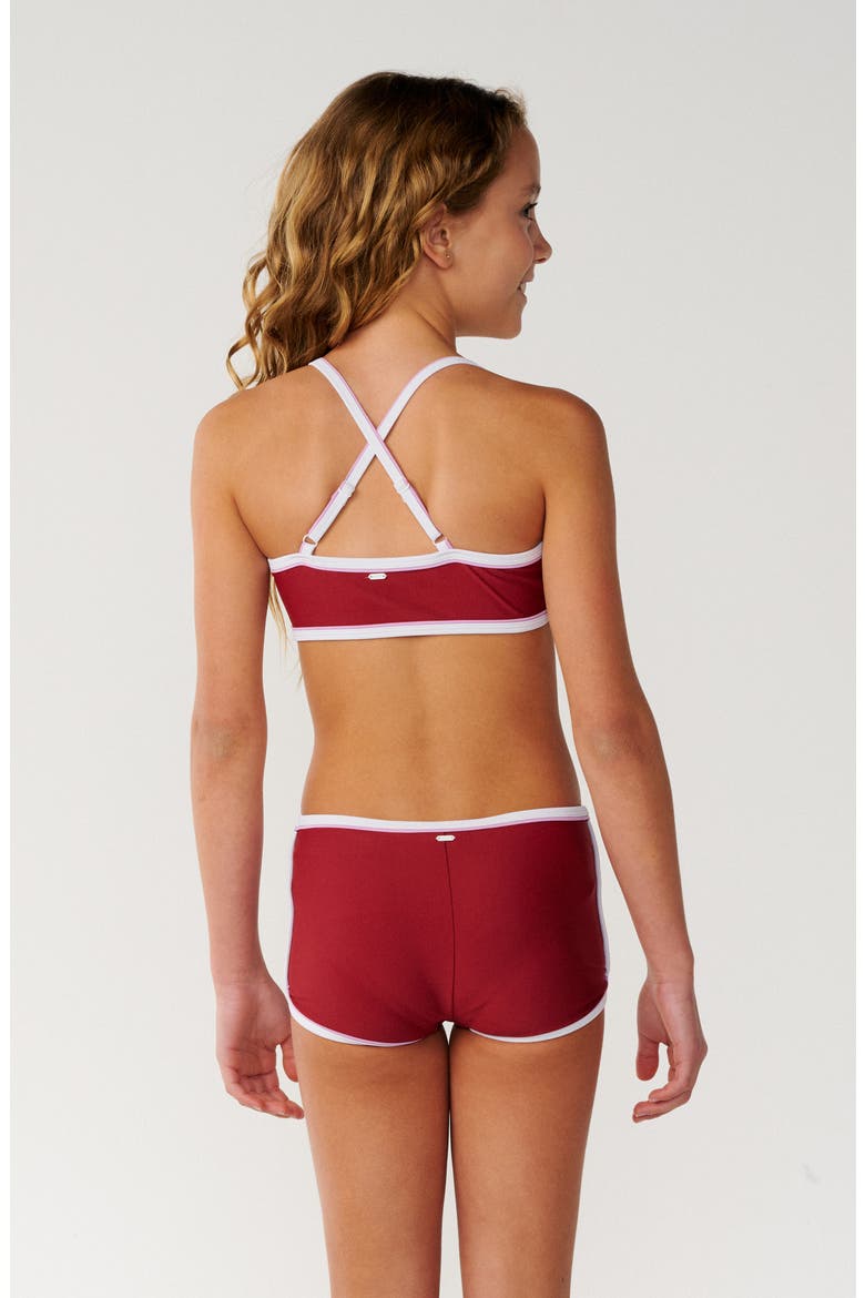 Kids' Retro Pipe Two-Piece Swimsuit, Alternate, color, PLUM
