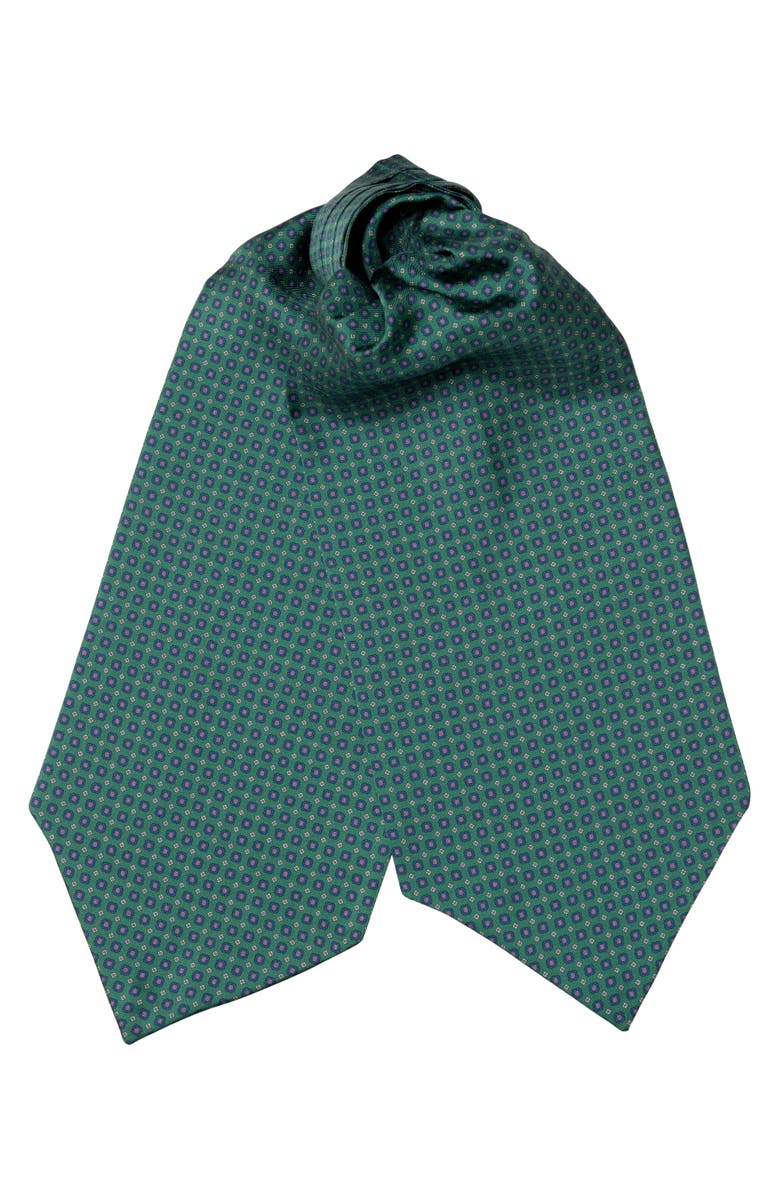 Elizabetta Navona - Silk Ascot Cravat Tie for Men, Main, color, Green