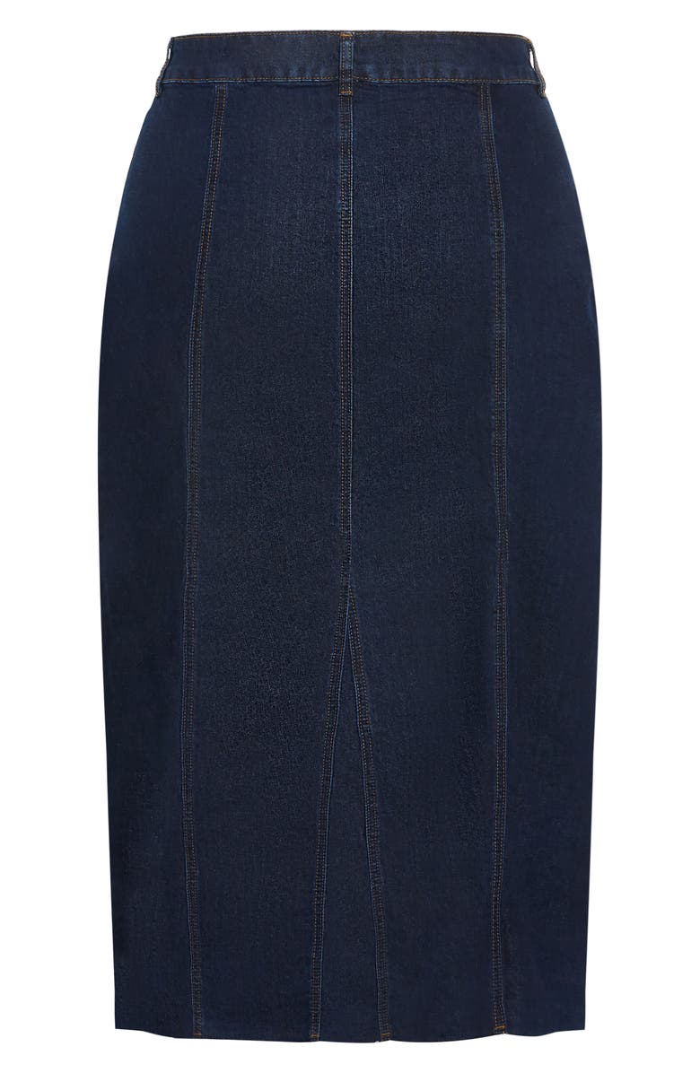 City Chic Laylo Denim Midi Skirt, Alternate, color, Dark Wash