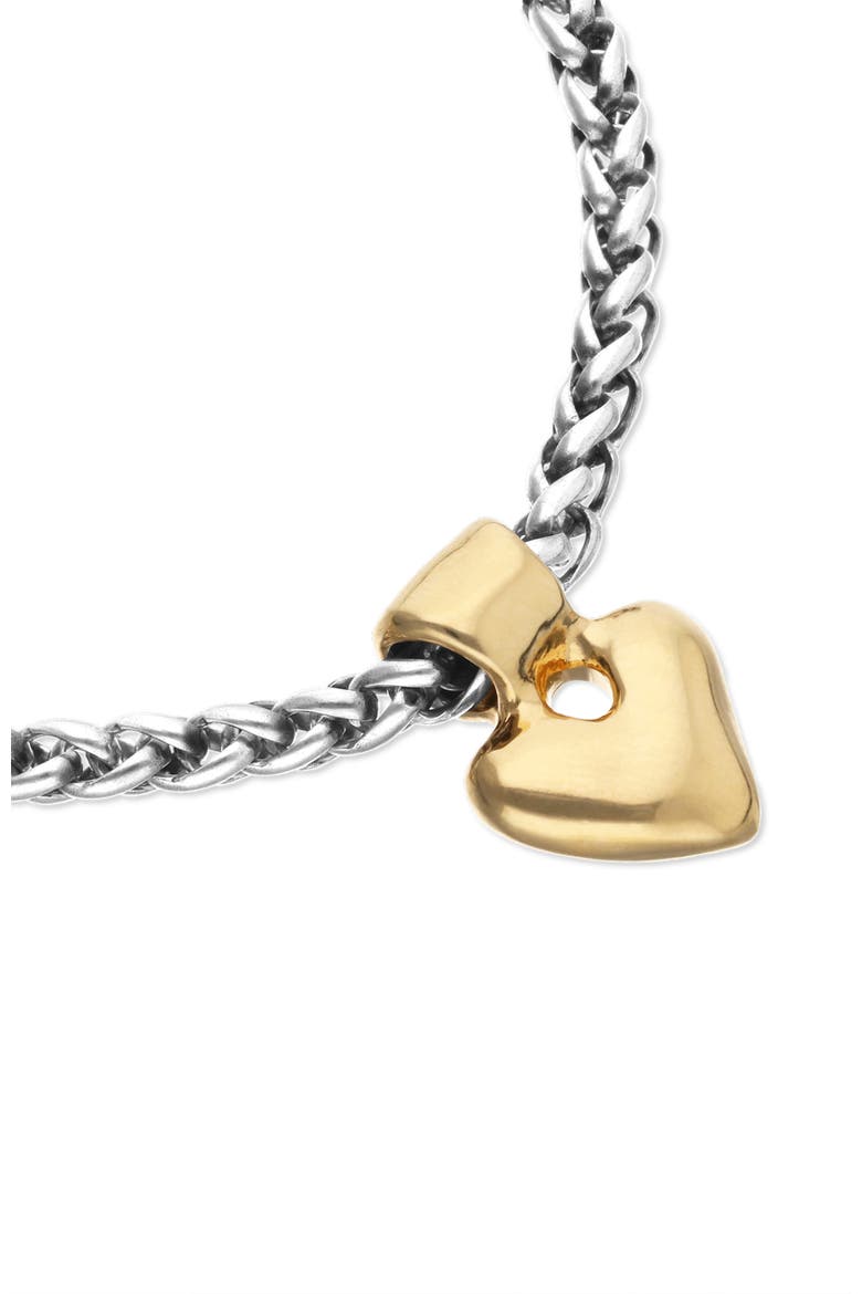 Sterling Silver Plated Chain Bracelet with 18K Gold Heart Detail, Alternate, color, Silver and Gold