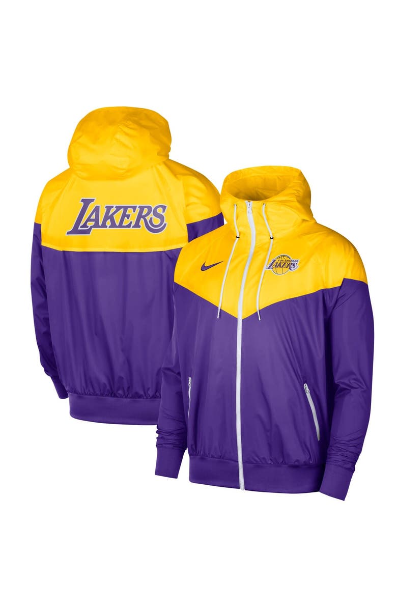 Nike Men's Nike Gold Los Angeles Lakers 75th Anniversary Courtside Windrunner Raglan Hoodie Full-Zip Jacket, Alternate, color, 
