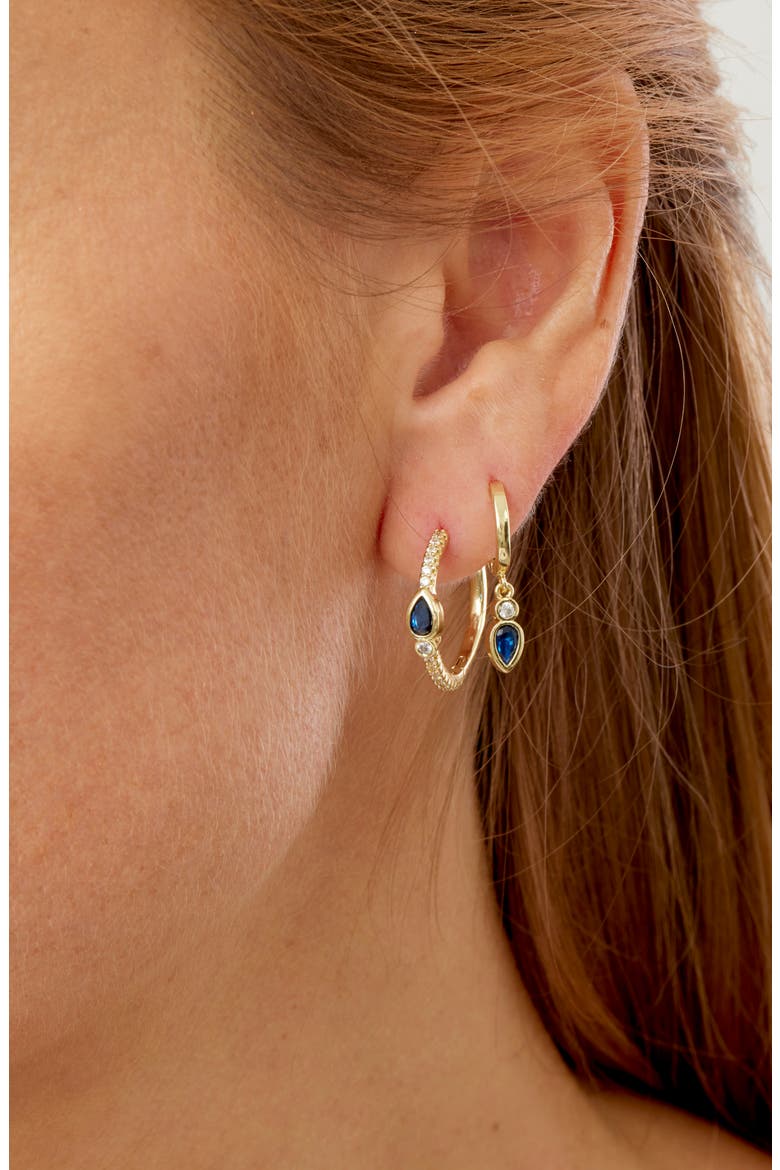 Set of 3 14k Gold Plated Cubic Zirconia Earrings, Alternate, color, YELLOW