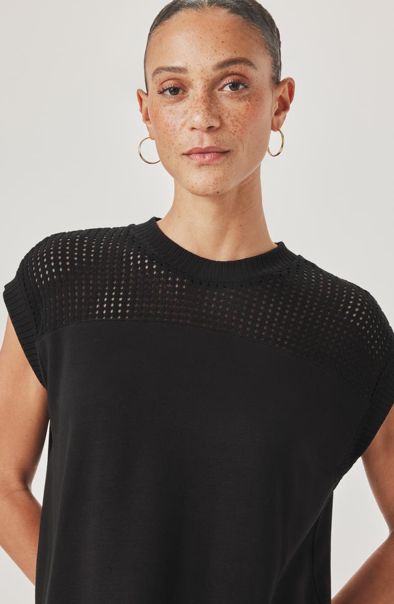 Splendid Jada Pointelle Cap Sleeve T-Shirt, Alternate, color, Black