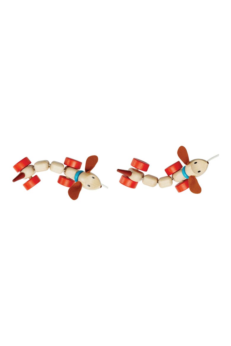 Happy Puppy Pull Along Toy, Alternate, color, NATURAL