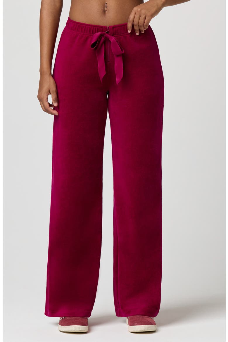 Velour Wide Leg Pants, Main, color, BING CHERRY