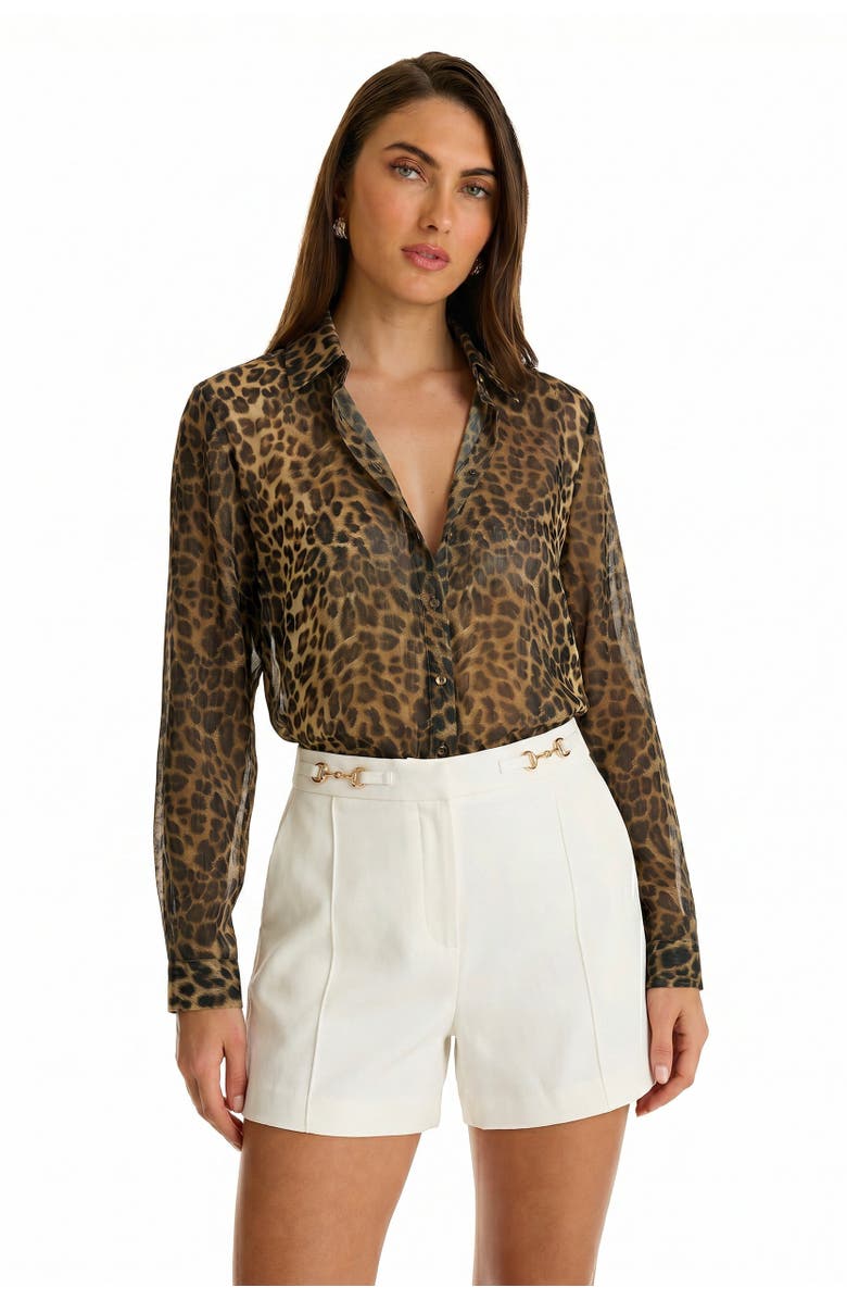 The Noli Shop Ana Button Up Shirt, Main, color, Leopard