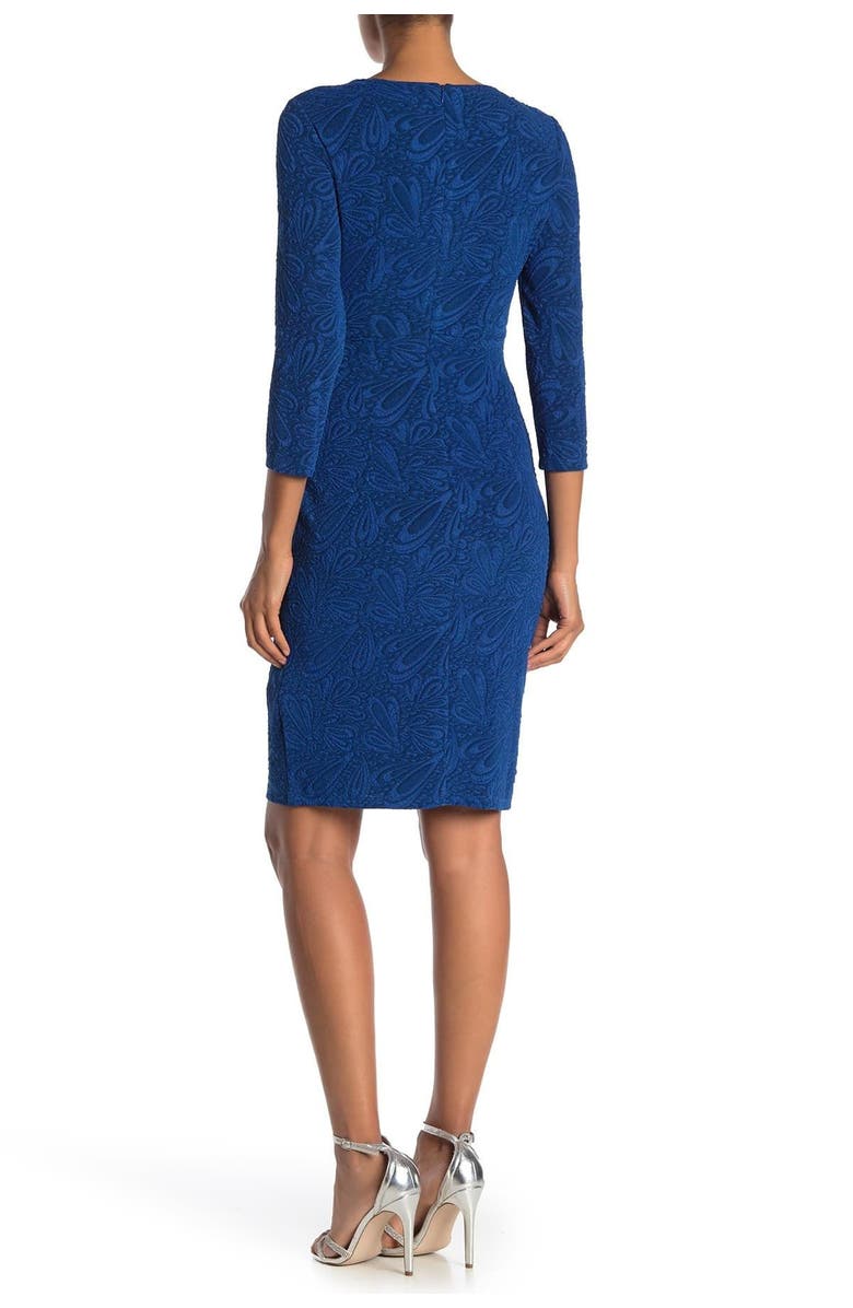London Times Jacquard Waist Tie Sheath Dress, Alternate, color,