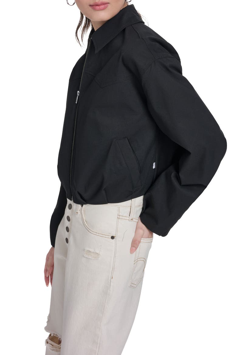Crop Bubble Hem Bomber Jacket, Alternate, color, BLACK