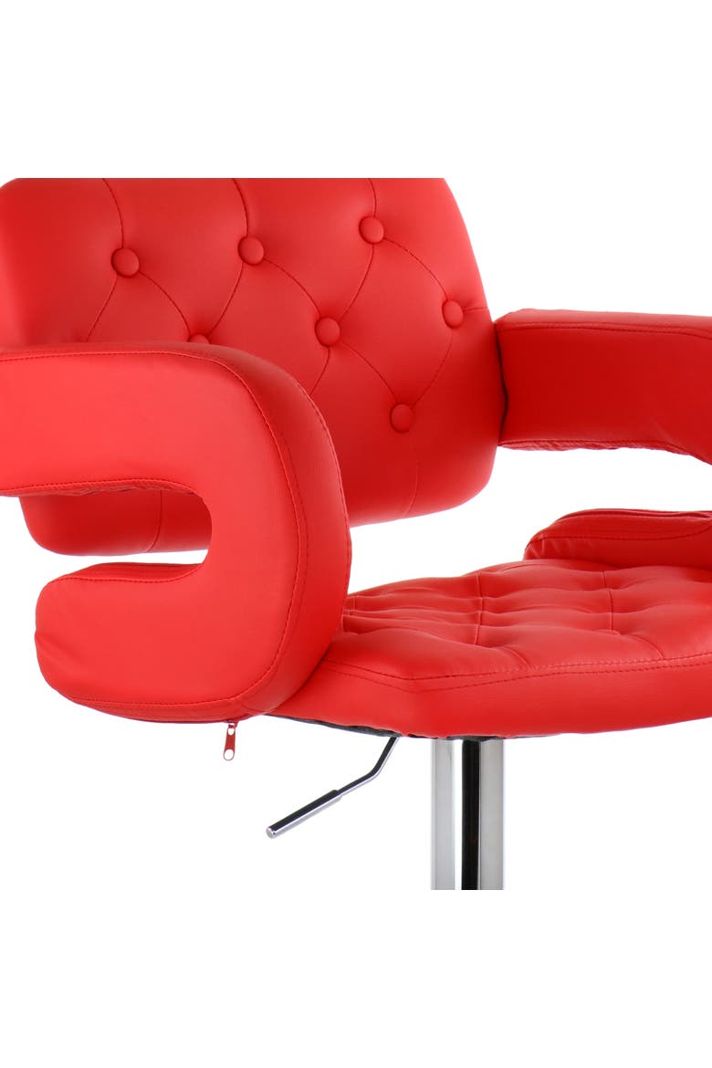 Faux Leather Tufted Bar Stool with Adjustable Height, Alternate, color, Red