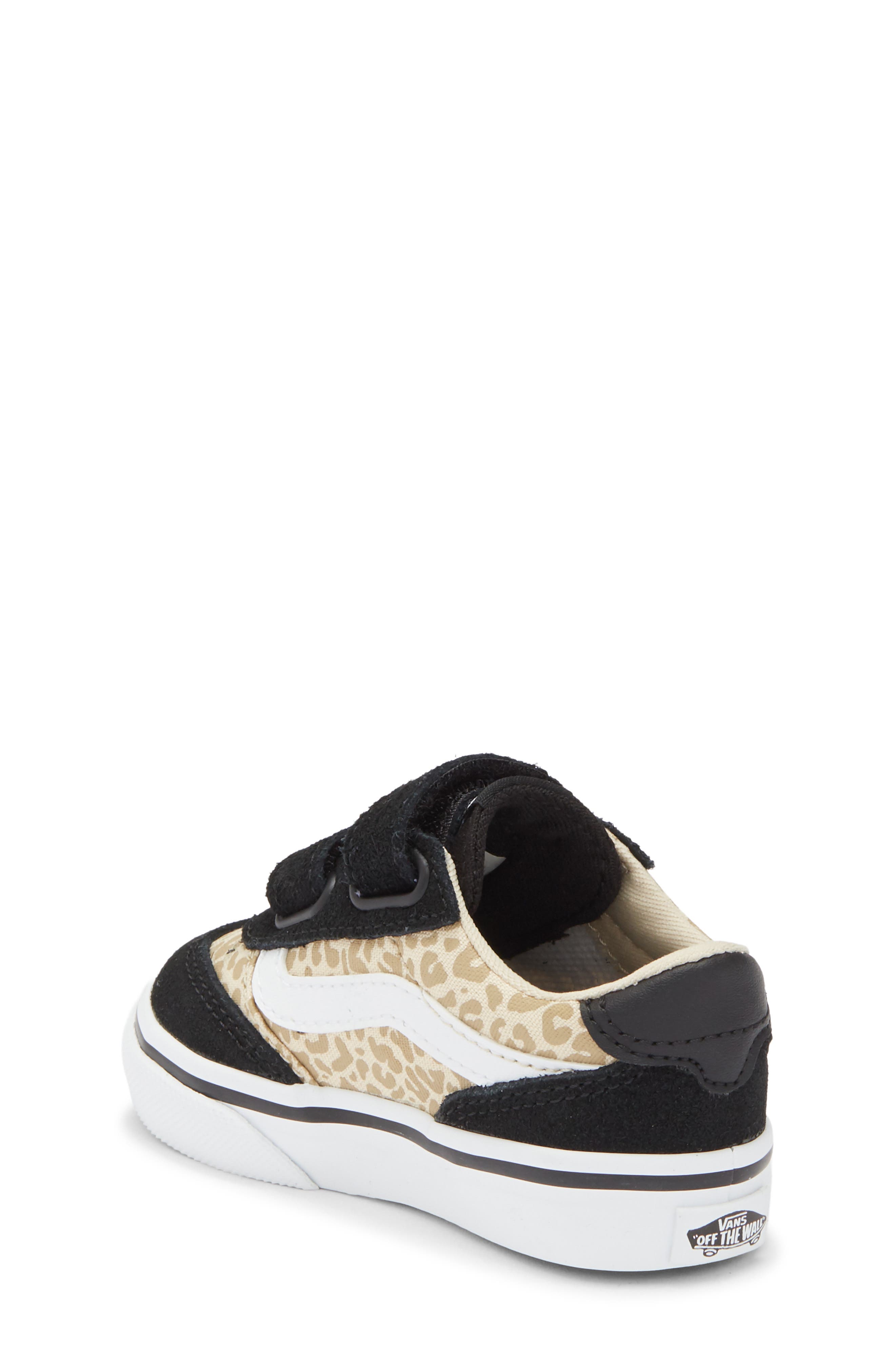 Vans Kids' Brooklyn Double Strap Sneaker, Alternate, color, Leopard Black