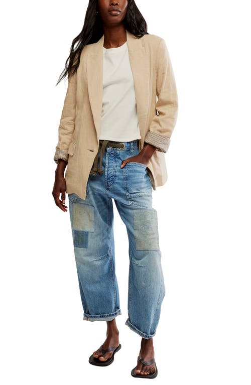 Free People Prep School Linen Blend Blazer In Birch