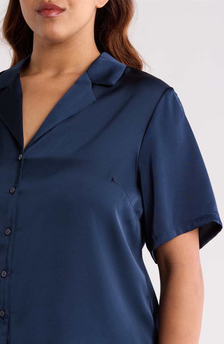 Liverpool Los Angeles Satin Camp Shirt, Alternate, color, Dark Navy