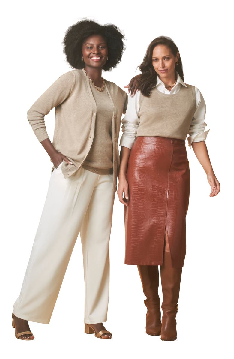 Jessica London Sleeveless Cashmere Shell, Main, color, Champagne Metallic