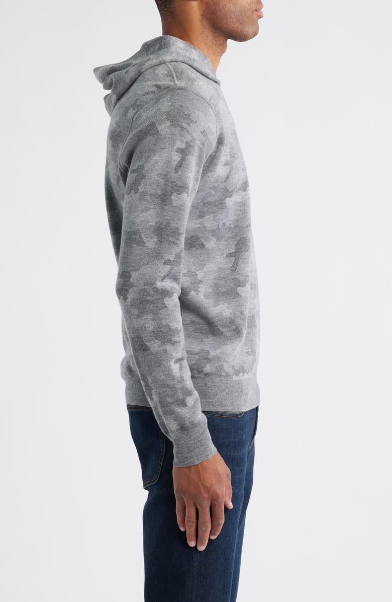 Peter Millar Camouflage Reversible Merino Wool Hoodie Sweatshirt, Alternate, color, Gale Grey