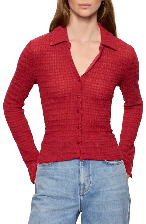 Juno Textured Button-Up Top