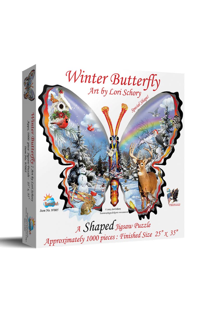 Sunsout Winter Butterfly 1000 piece Jigsaw Puzzle for Adults Special Shape, Main, color, Multicolor