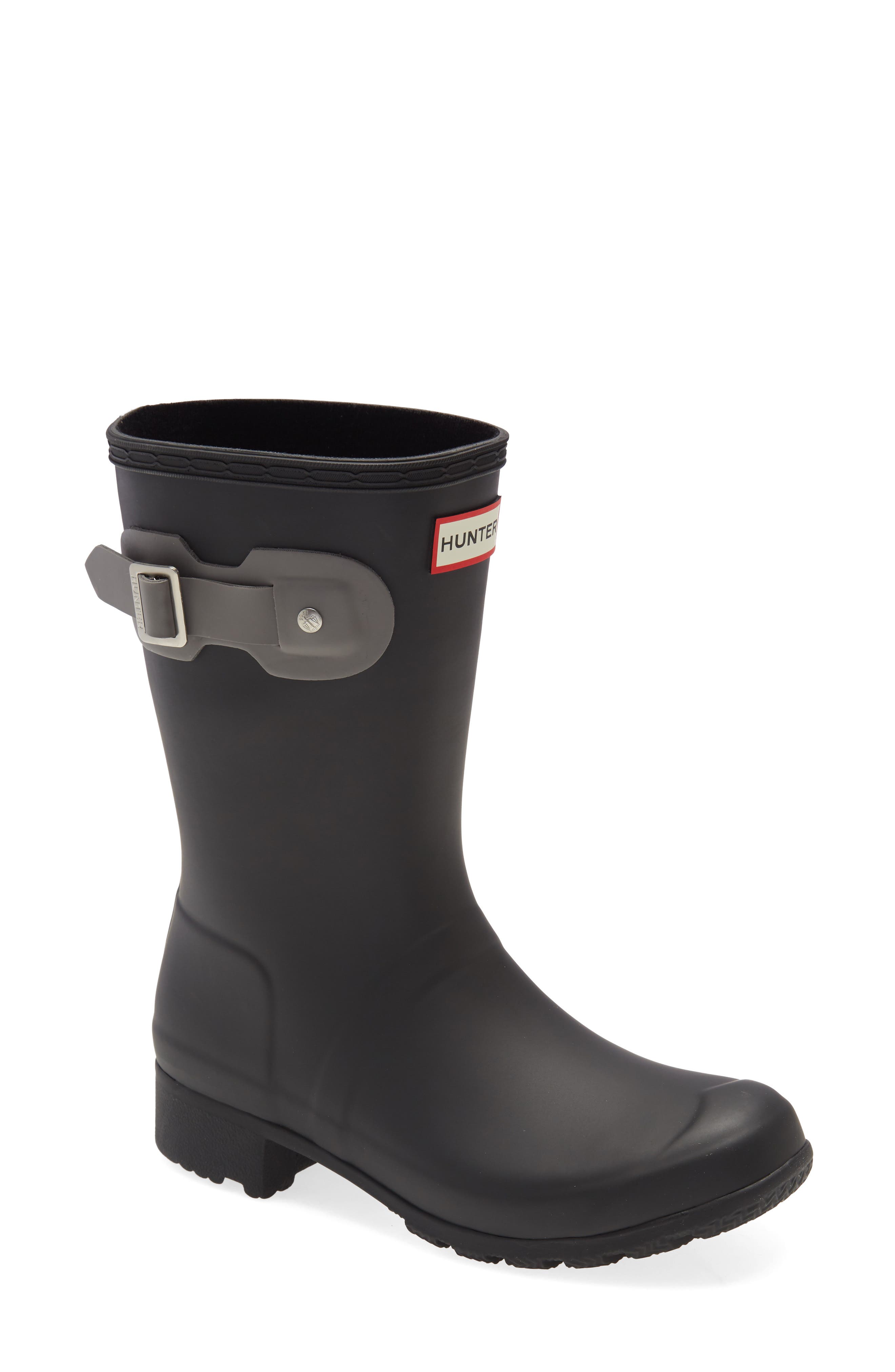 Original Tour Short Packable Rain Boot, Main, color, BLACK/ MERE RUBBER
