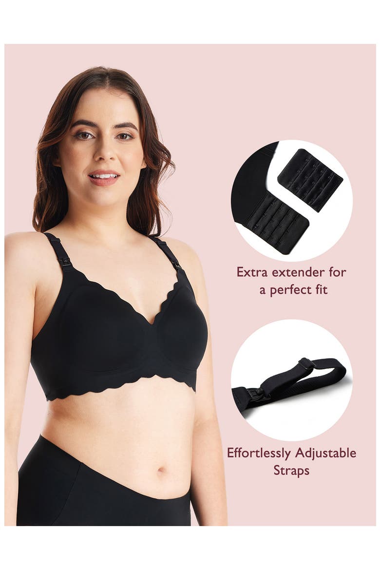 YN46 Floral Nursing Bra, Alternate, color, BLACK