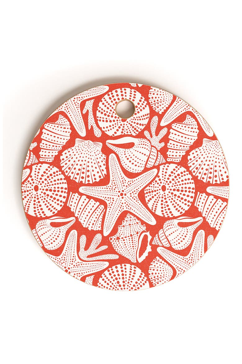 Ocean Floor Shell Print Cutting Board, Main, color, RED