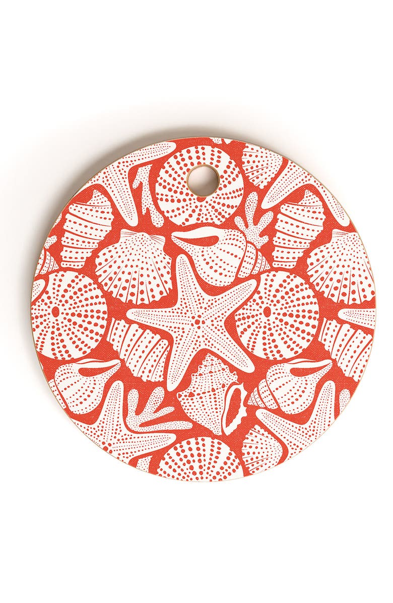Deny Designs Ocean Floor Shell Print Cutting Board, Main, color, Red