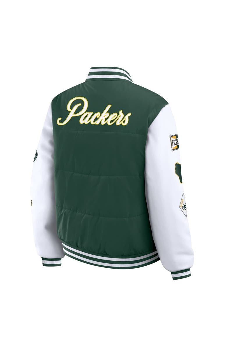WEAR by Erin Andrews Women's WEAR by Erin Andrews Green Green Bay Packers Varsity Full-Snap Puffer Jacket, Alternate, color, Green