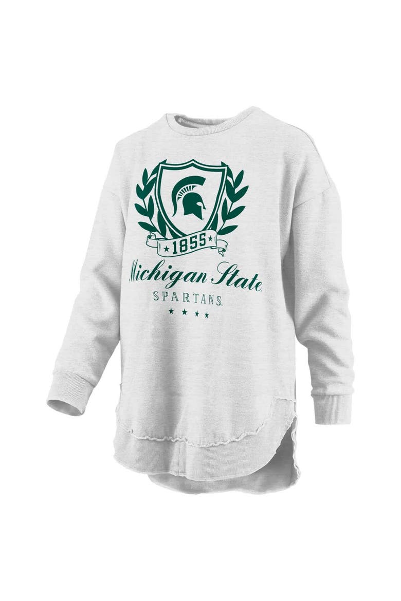 Women's Pressbox Heather Gray Michigan State Spartans Field Day Melange Poncho Pullover Sweatshirt, Alternate, color, Heather Gray