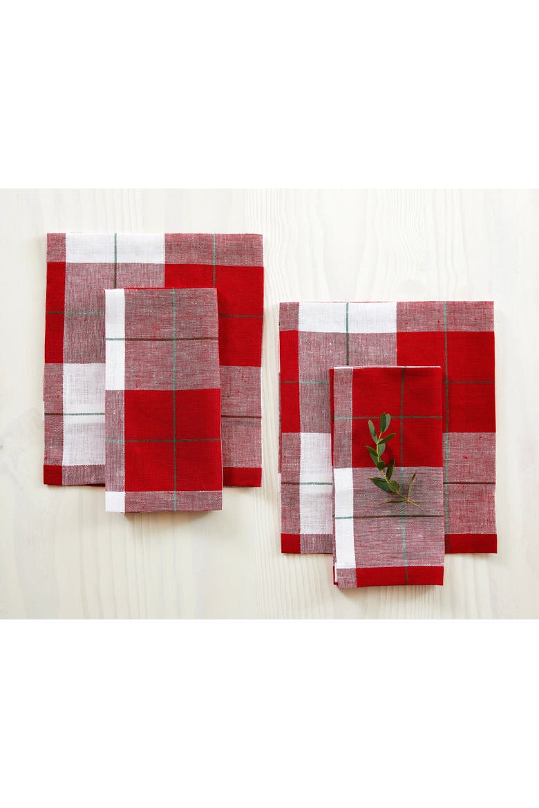 Linen Dinner Napkins Set of 4, 18 x 18" - Very Merry Plaid, Main, color, Very Merry