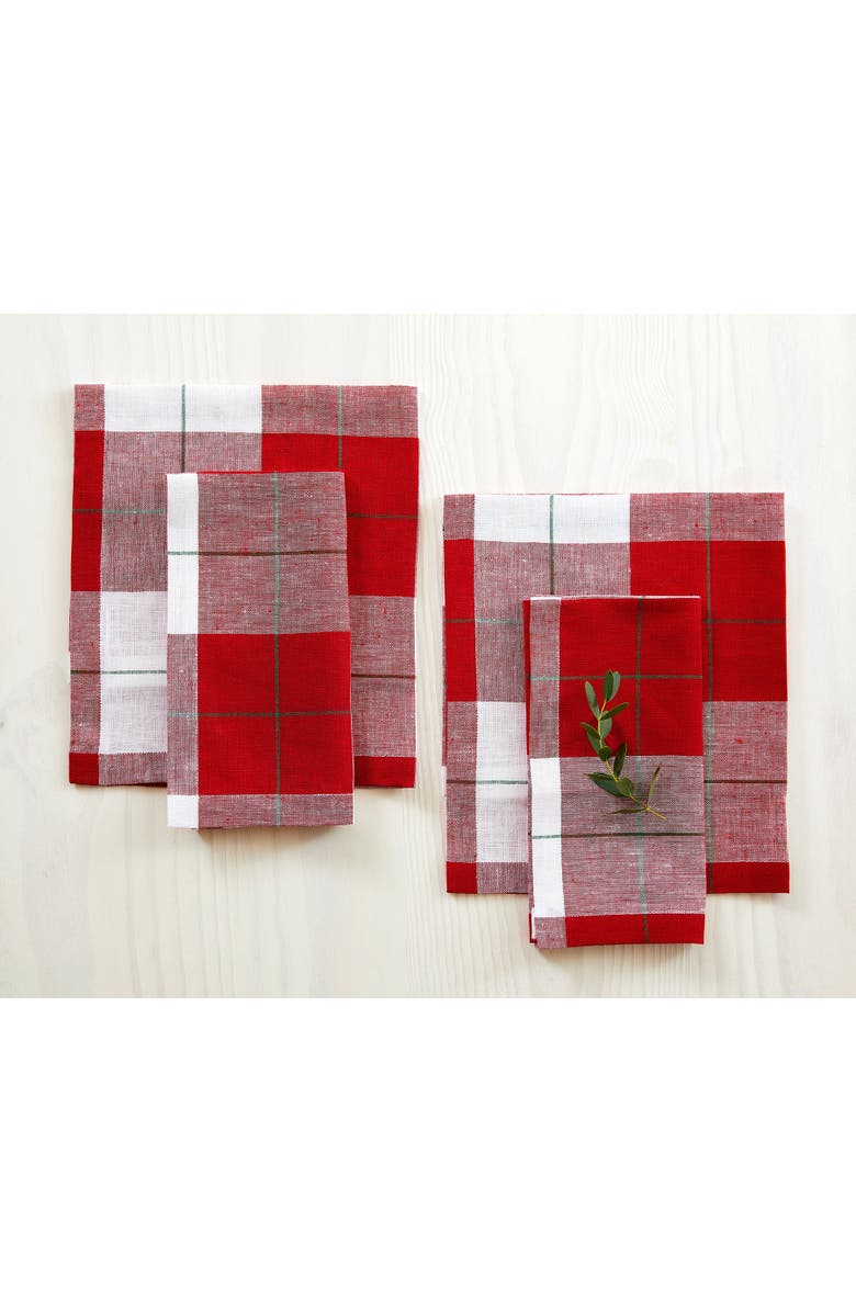Solino Home Linen Dinner Napkins - Very Merry Plaid, 18" x 18", Main, color, Very Merry