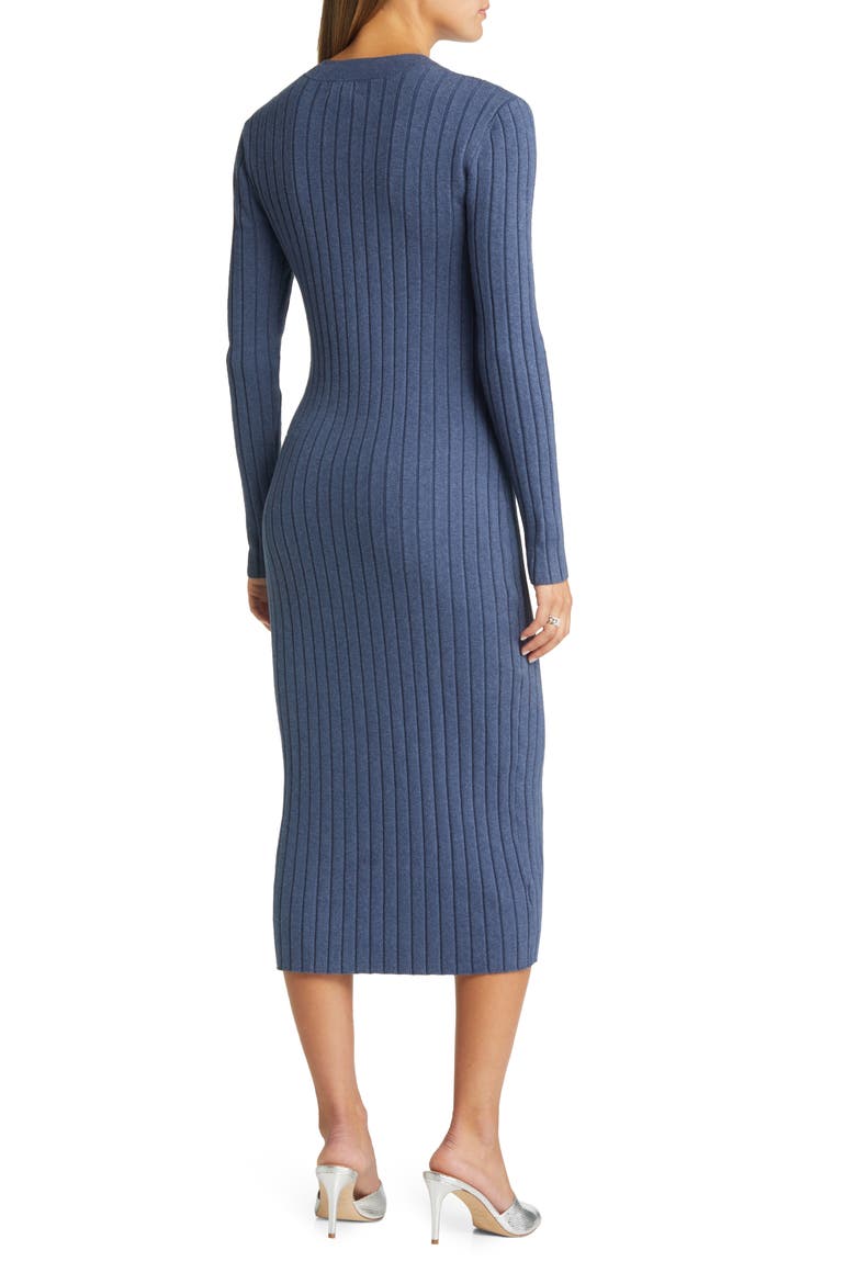 Women's Button Sweater Midi Dress, Alternate, color, BLUE CANAL HEATHER