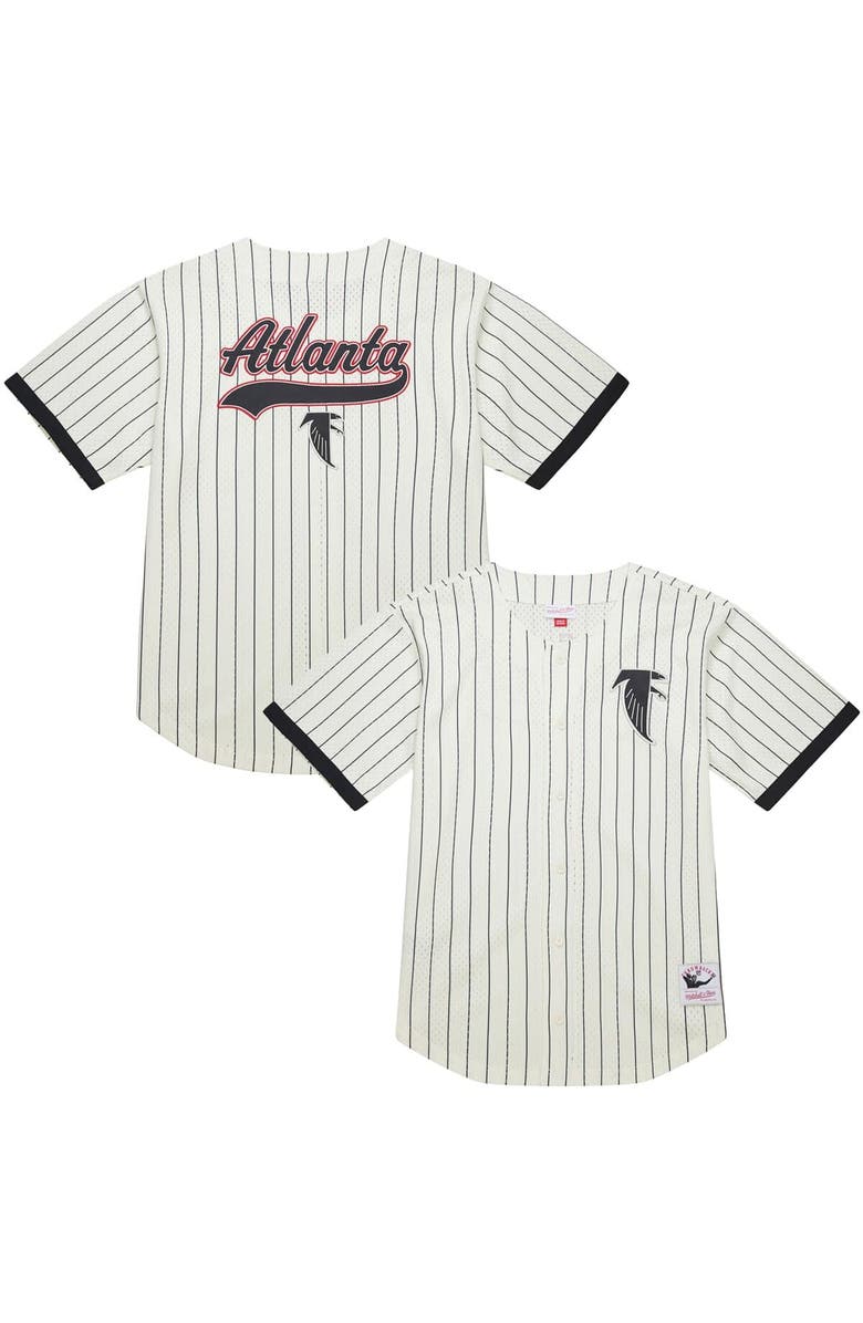 Mitchell & Ness Men's Mitchell & Ness  Cream Atlanta Falcons Vintage Logo Final Seconds Full-Button Mesh Top, Main, color, 
