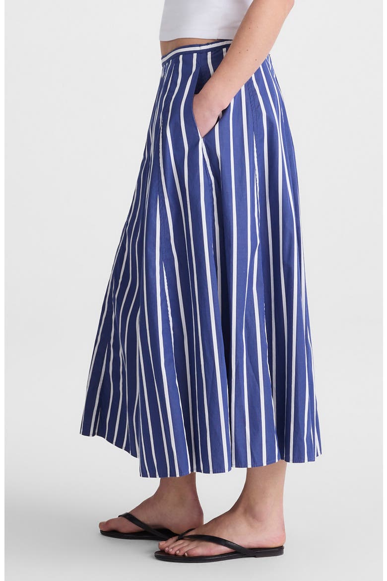 A-Line Poplin Midi Skirt, Alternate, color, COOL NAVY