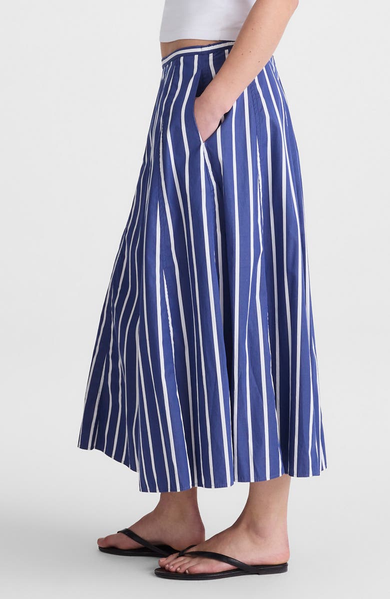 Madewell A-Line Poplin Midi Skirt, Alternate, color, Cool Navy