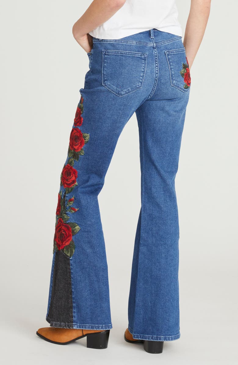 Driftwood Fab Farrah Midnight Rose Wide Leg Jeans, Alternate, color, Black/ Blue