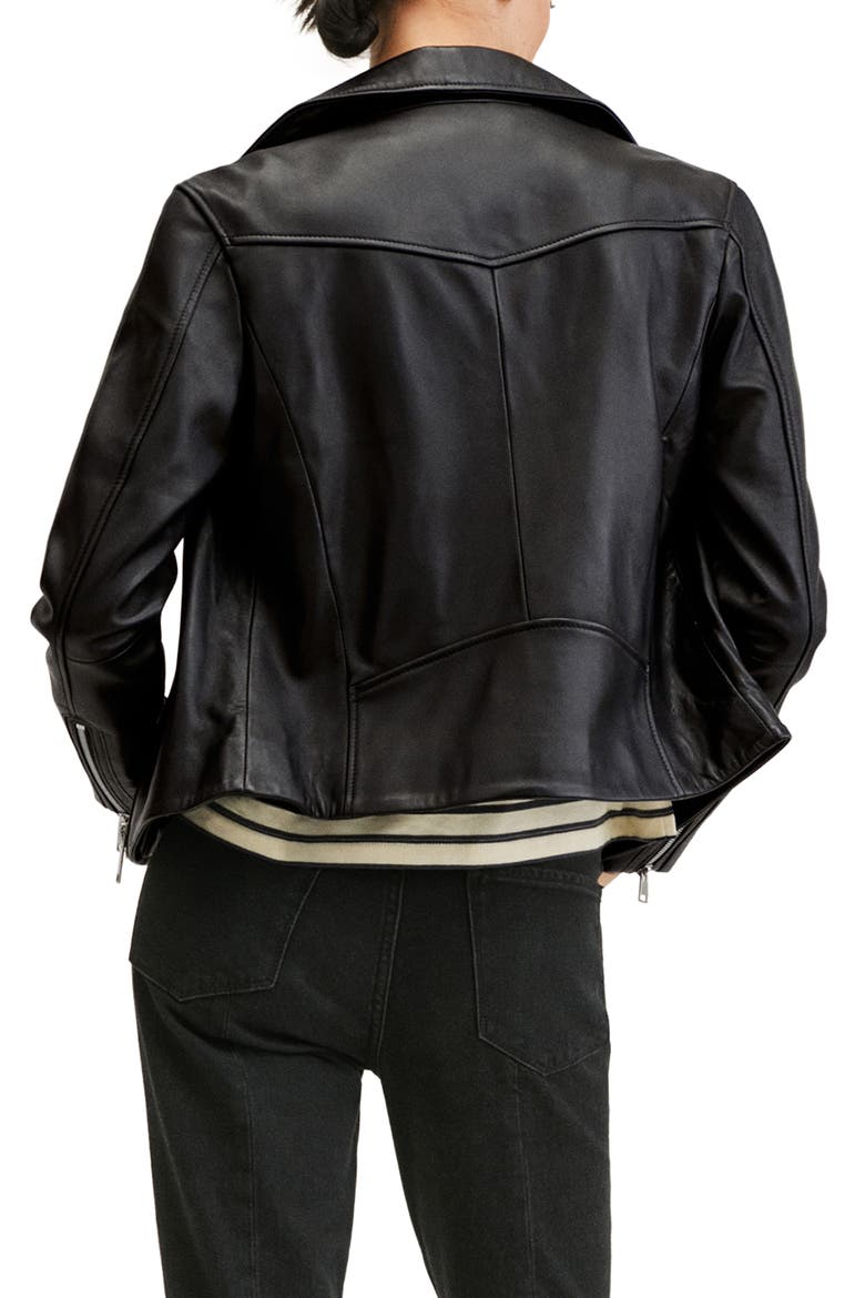 Women's Leather Biker Jacket, Alternate, color, BLACK