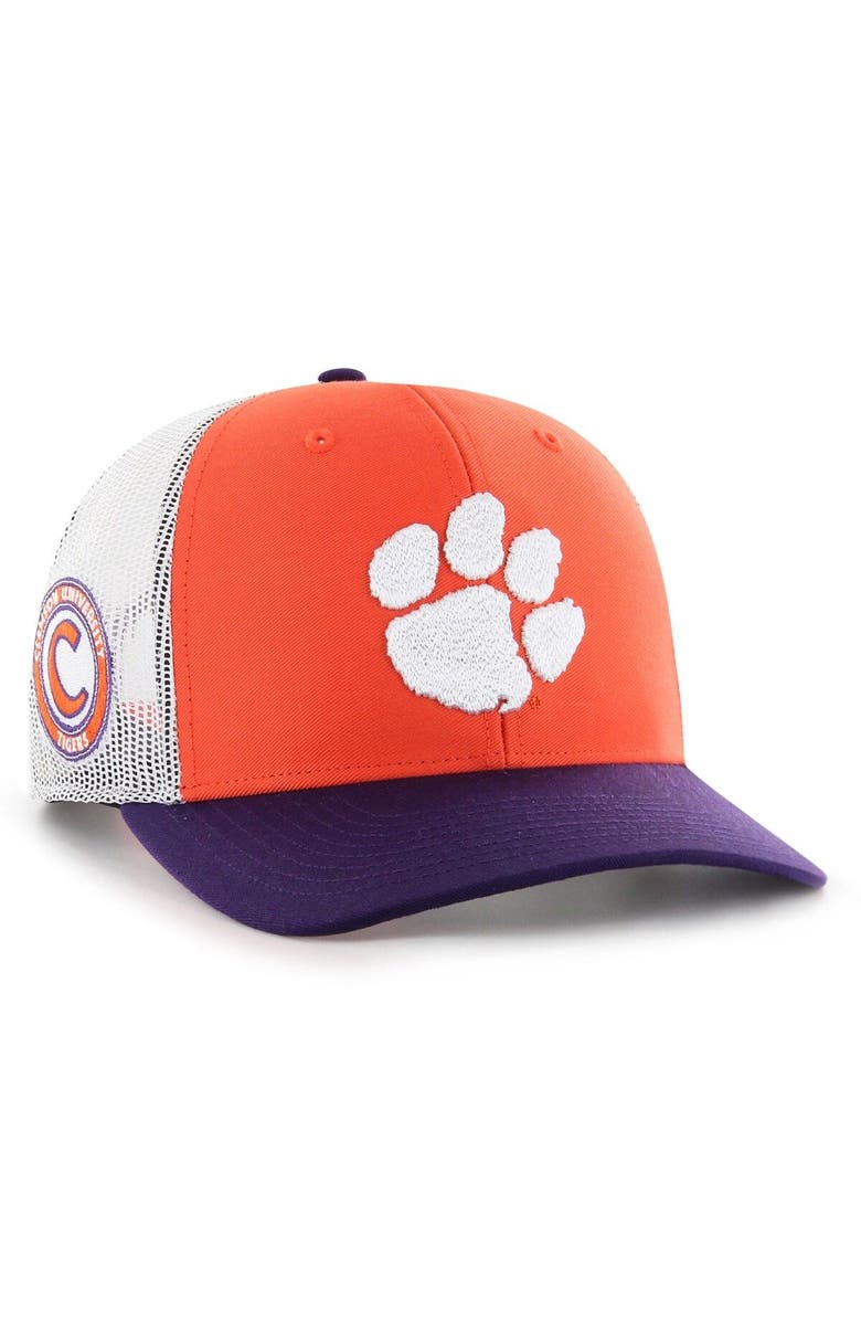 '47 Men's '47 Orange Clemson Tigers Side Note Trucker Adjustable Hat, Main, color, 