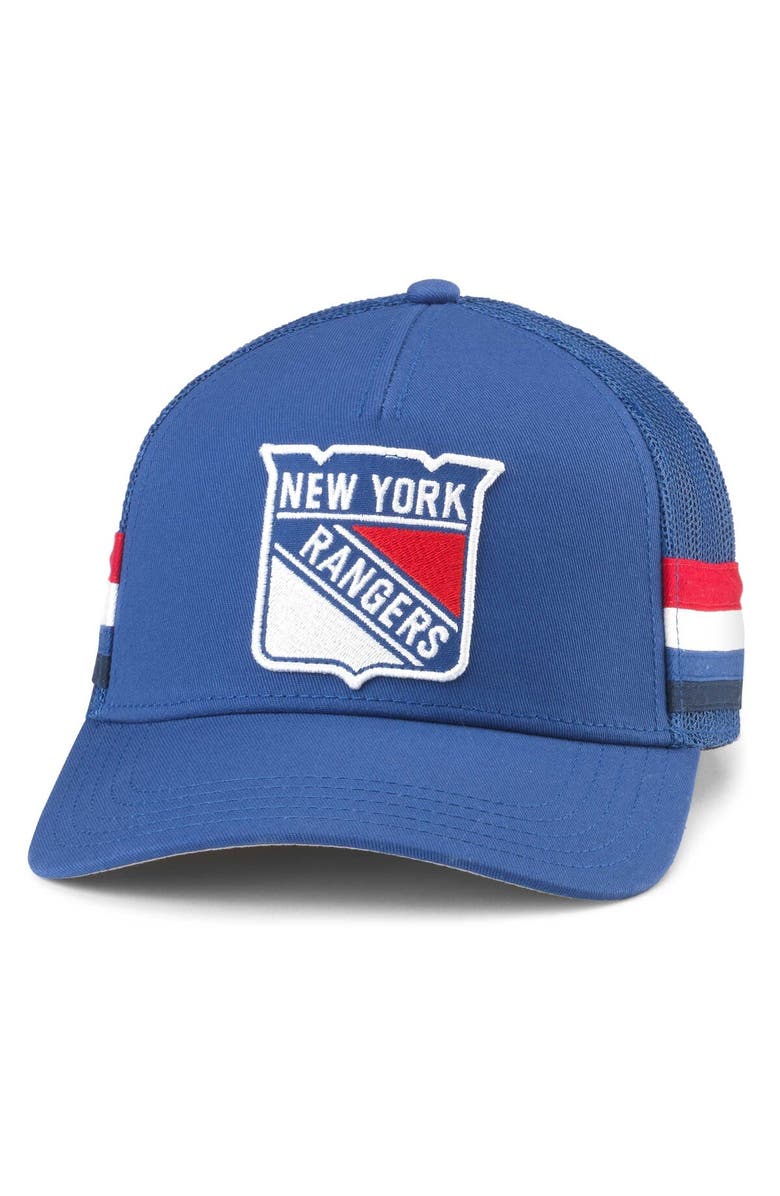American Needle Men's American Needle Blue New York Rangers HotFoot Stripes Trucker Adjustable Hat, Main, color, Blue