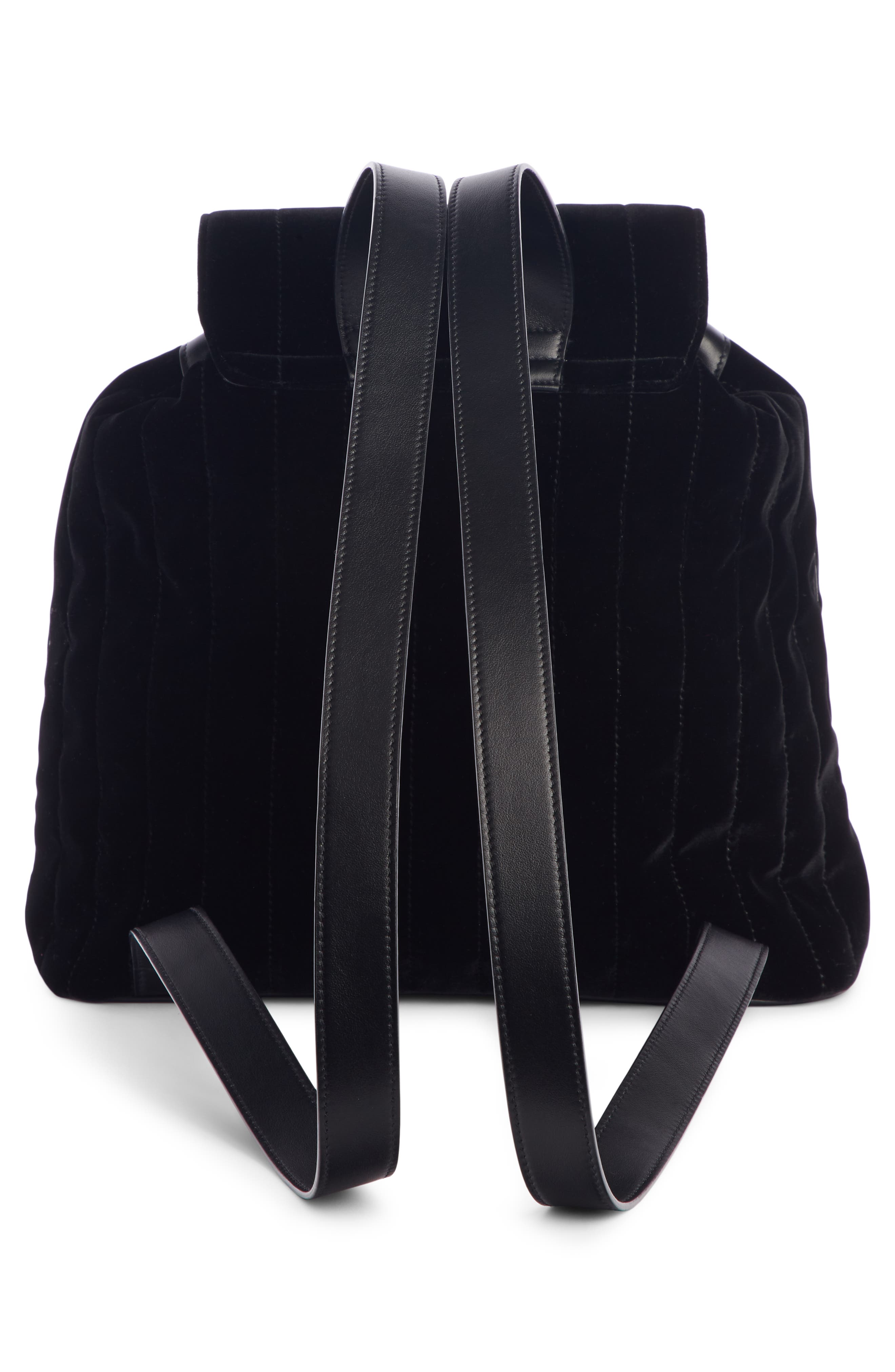Saint Laurent Vicky Quilted Velvet Backpack, Alternate, color, 