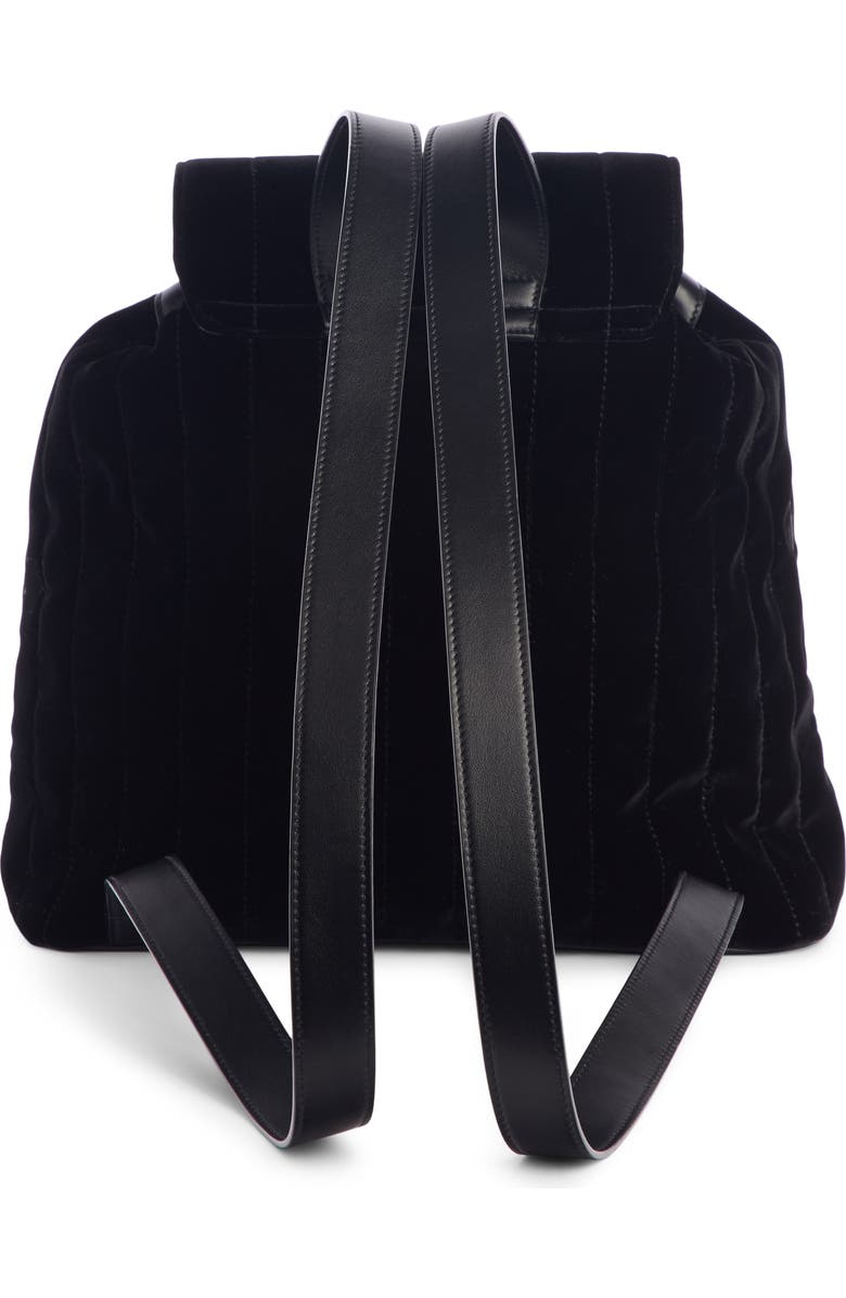 Saint Laurent Vicky Quilted Velvet Backpack, Alternate, color,