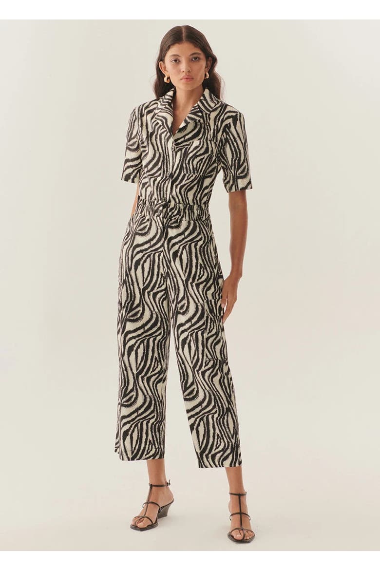 Marley Zebra Print Elastic Waist Cotton Pants, Main, color, BLACK-BONE
