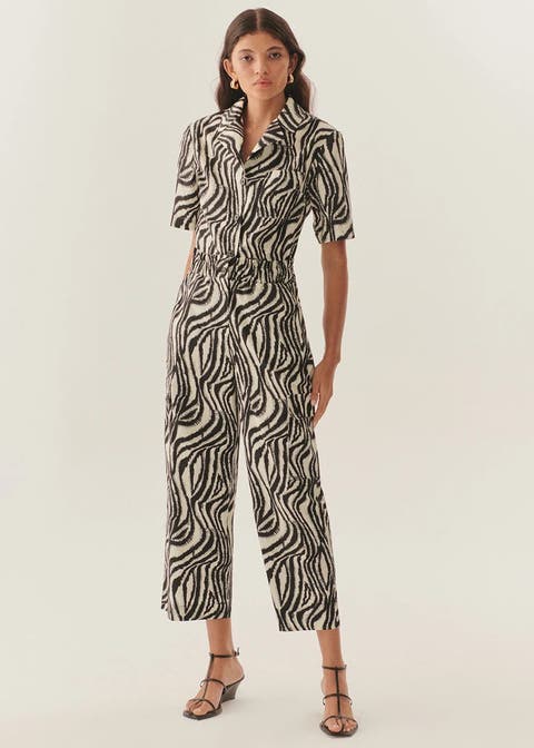 Marley Zebra Print Elastic Waist Cotton Pants