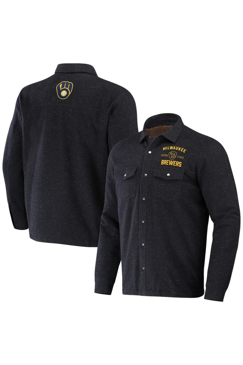Men's Darius Rucker Collection by Fanatics Black Milwaukee Brewers Ringstop Full-Snap Shacket, Alternate, color, Black