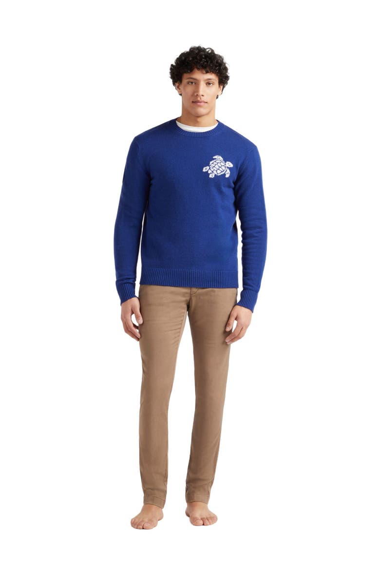 Men's Wool Cashmere Turtle Sweater, Main, color, PURPLE BLUE
