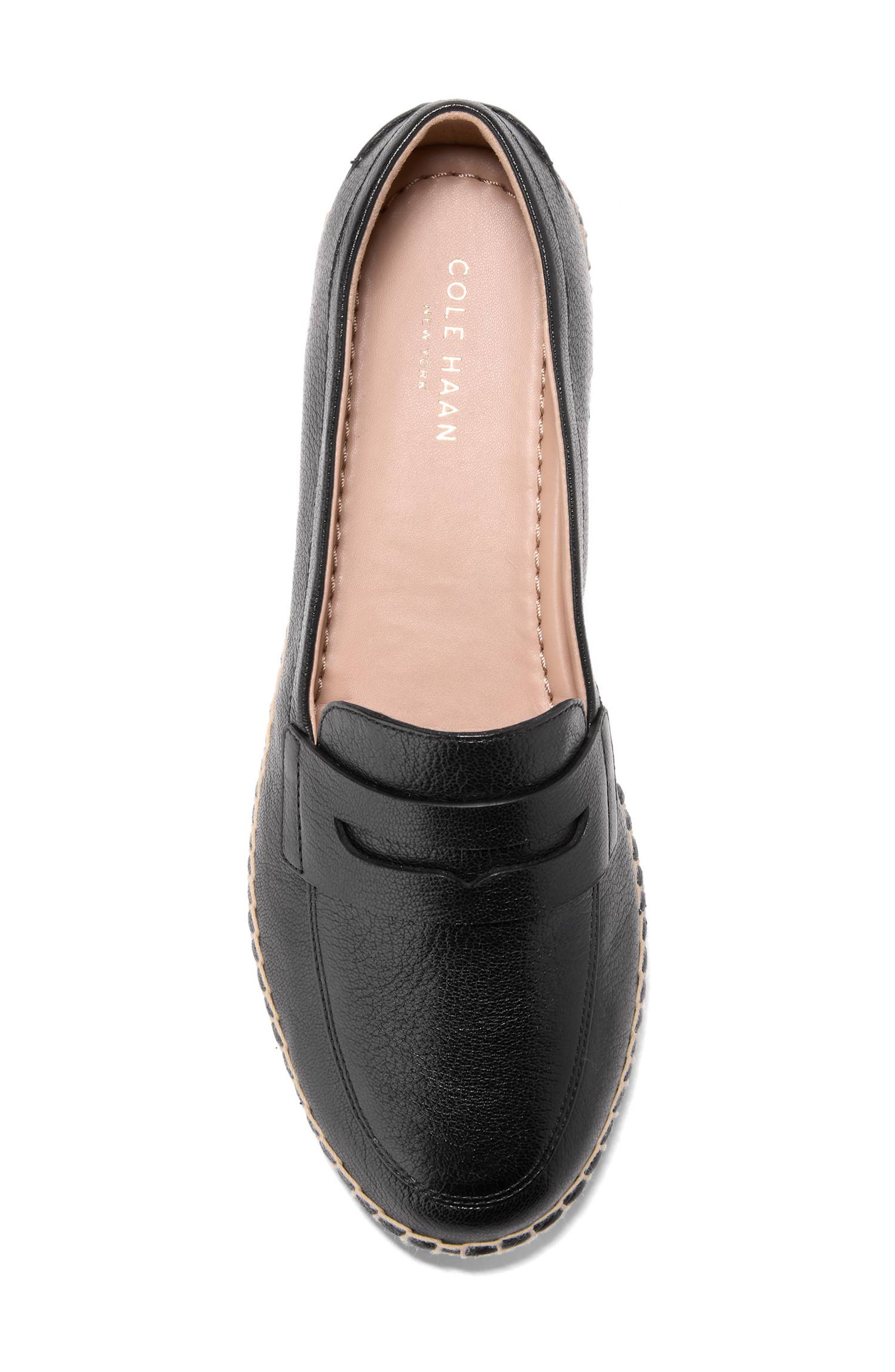 Cole Haan Livvy Espadrille Penny Loafer, Alternate, color, Black Leather