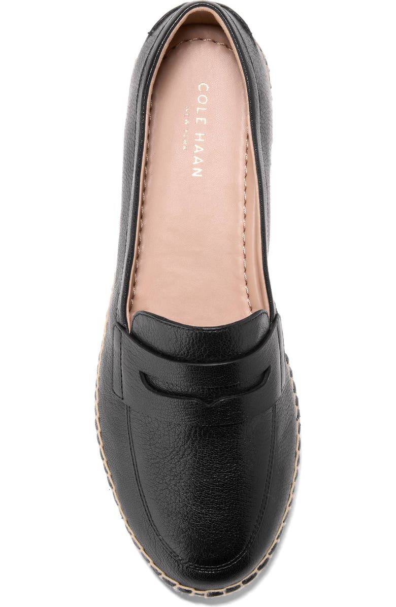 Cole Haan Livvy Espadrille Penny Loafer, Alternate, color, Black Leather