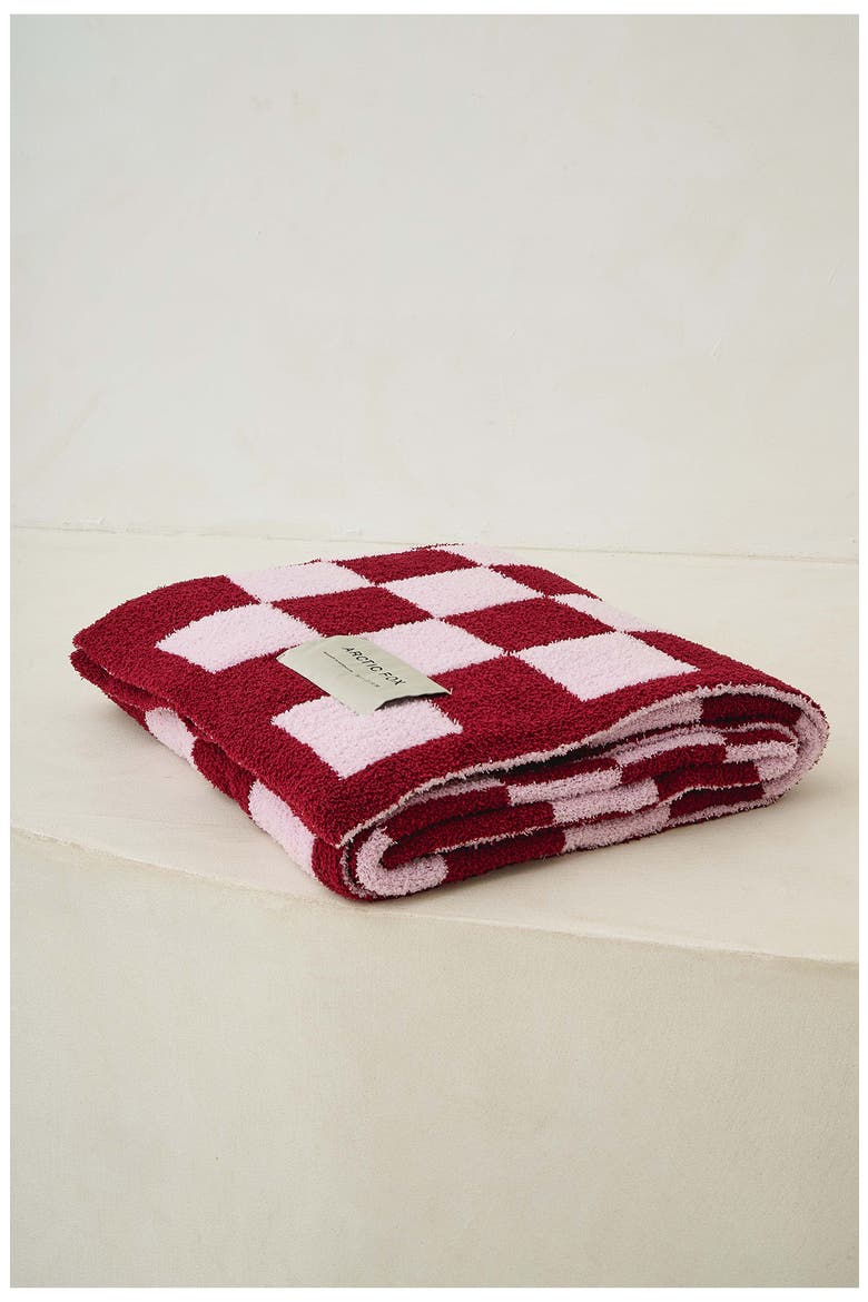 The Teddy Checkered Throw Blanket, Alternate, color, PINK CHECK